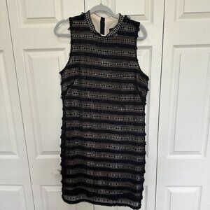 J. Crew Black Tiered Fringe Lace Sheath Dress